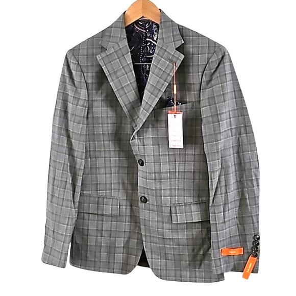 NWT Tallia Verdello Slim-Fit Wool Blend Suit Jacket Cream Brown Size 36 Short - Picture 3 of 10